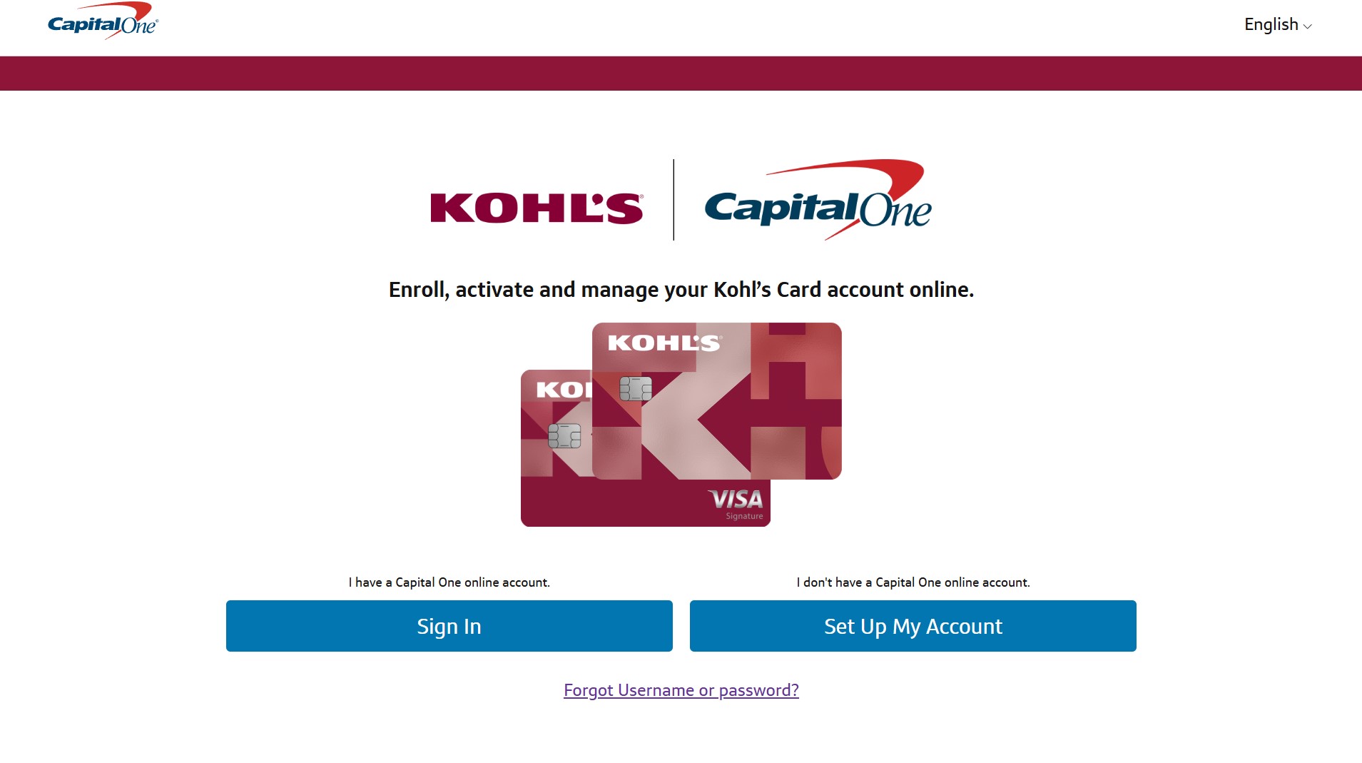 kohls credit card homepage